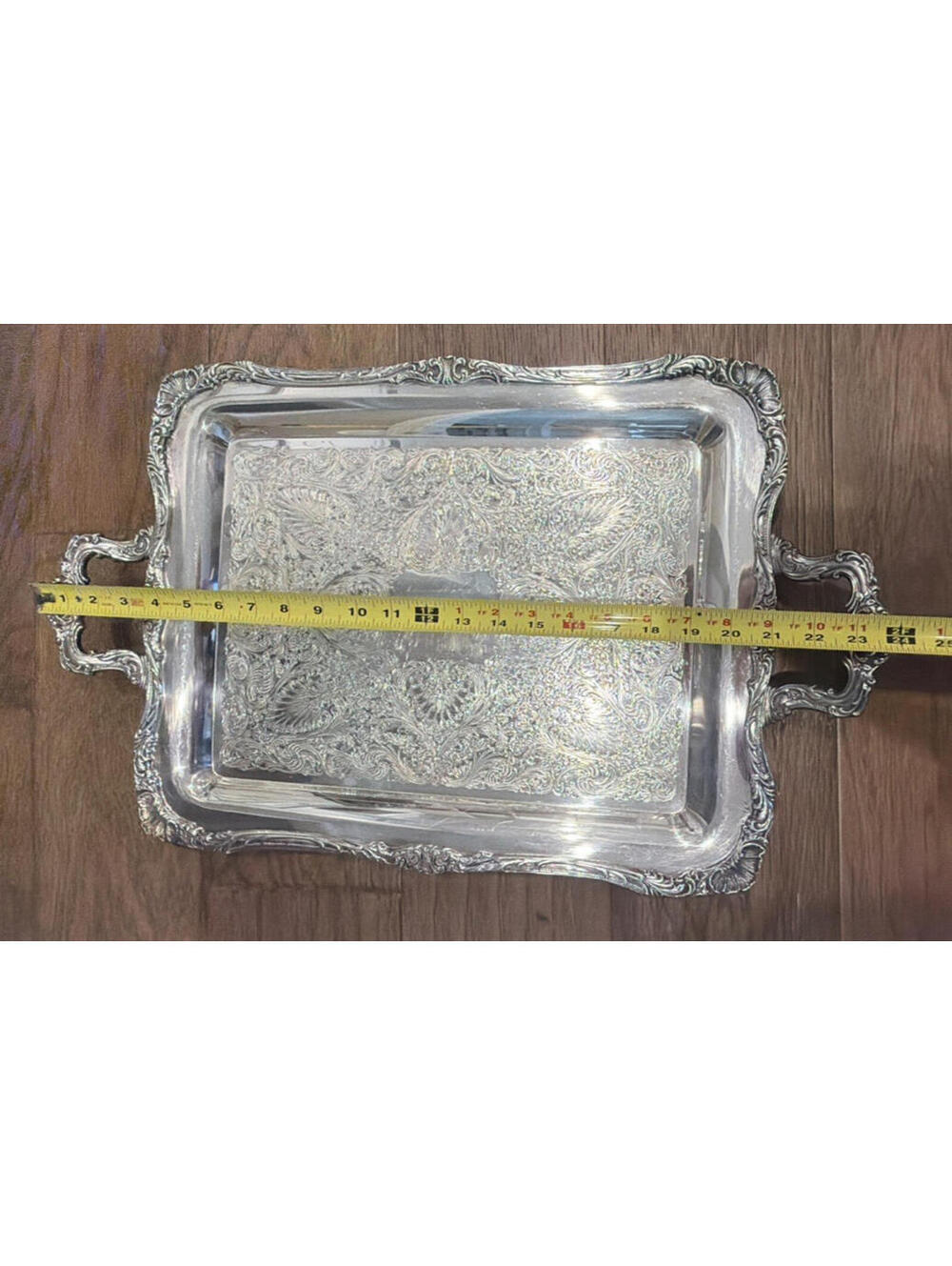 Wm Rogers Spring Flower #290 Silverplate Waiter Tray 24” Large Ornate - Picture 7 of 12